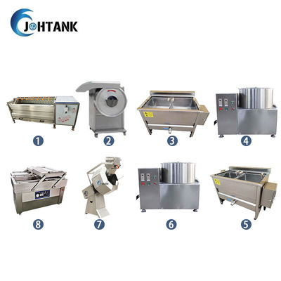 220V 380V رقائق البطاطس على نطاق صغير صنع خط 8 مجموعة